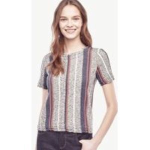 Ann Taylor Petite Racer Stripe Fringe Tee